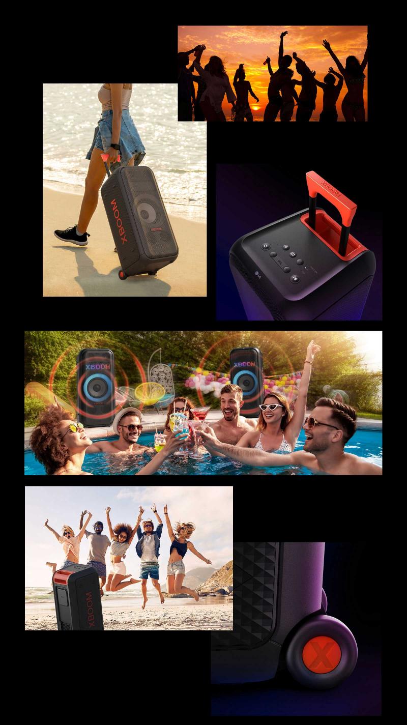 of LED LG XL7 250W Portable Power Pixel XBOOM and Tower Speaker with