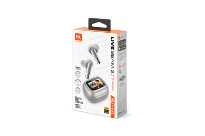 JBL Live Beam 3 True Wireless Noise-Cancelling Earbuds in Silver - JBLLIVEBEAM3SILAM